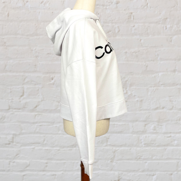 Calvin Klein Cropped Logo Hoodie S White Sweatshirt NWT Athleisure Gift - Picture 4 of 11